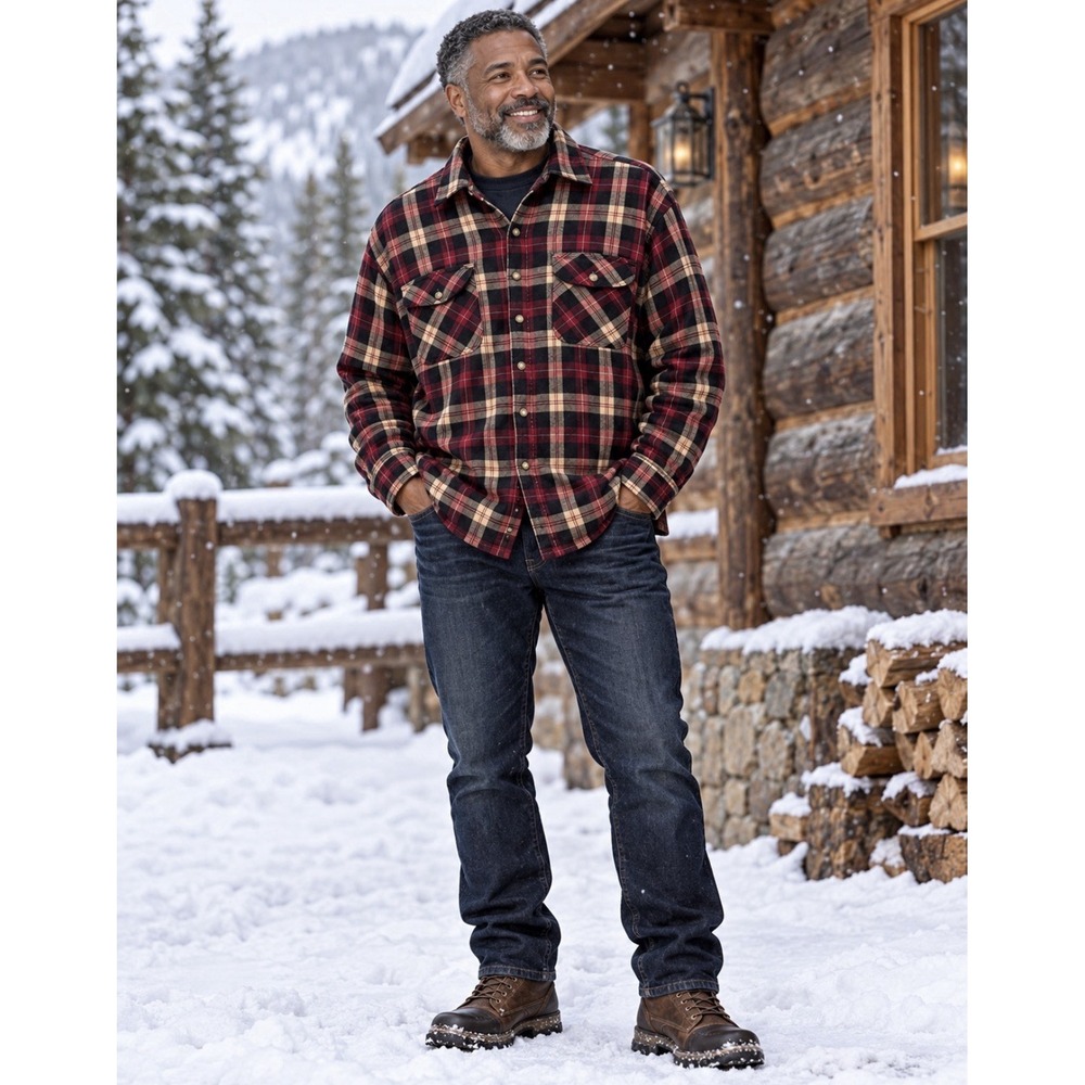 Cold Storage Foul Weather Gear Shacket Men's Plaid Quilted Button Front Sz. XLg.
